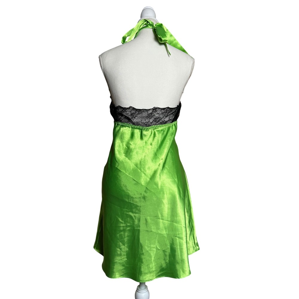 Frederick's‎ of Hollywood Green Halter Dress Black Lace Sexy Party - Picture 2 of 6